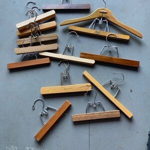 Vintage Wooden Clamp Hangers Lot Boutique Pants Skirt Display Wood